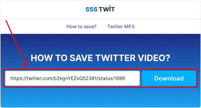 Navigate to the savefromx download tool. Enter the copied tweet URL into the designated field and click "Download".